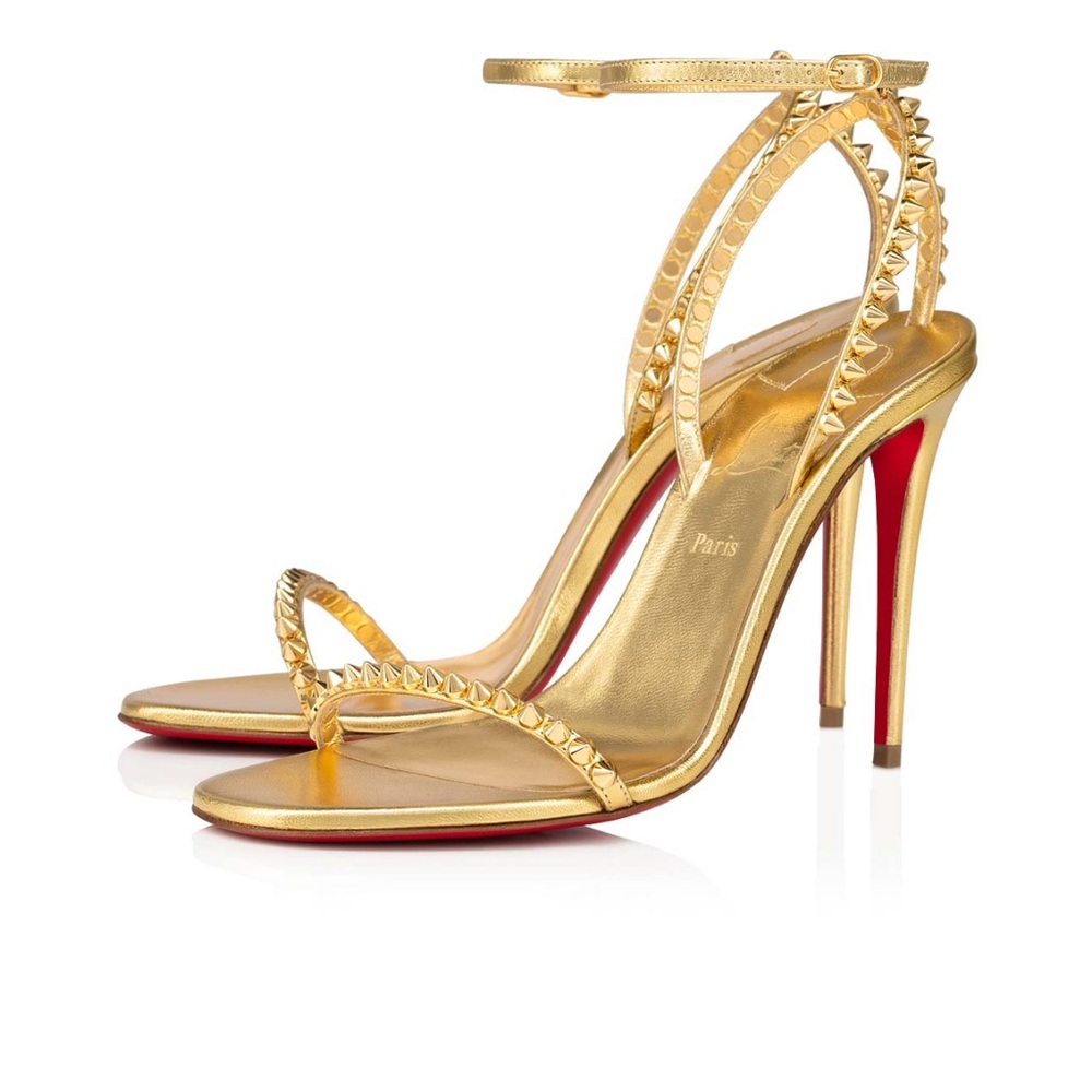 Christian Louboutin "So Me" Spiked Metallic Gold Heels